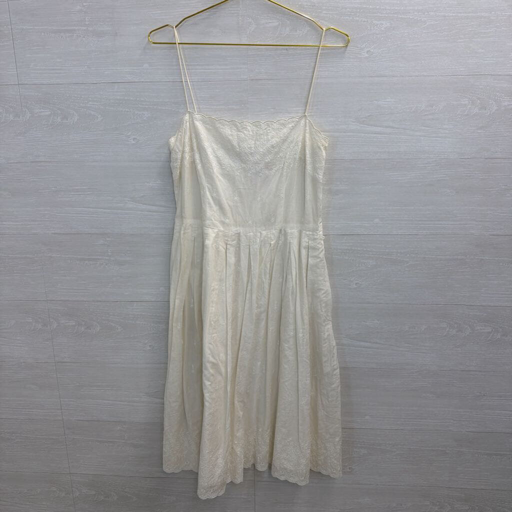 Loft White Embroidered Sleeveless Dress 8