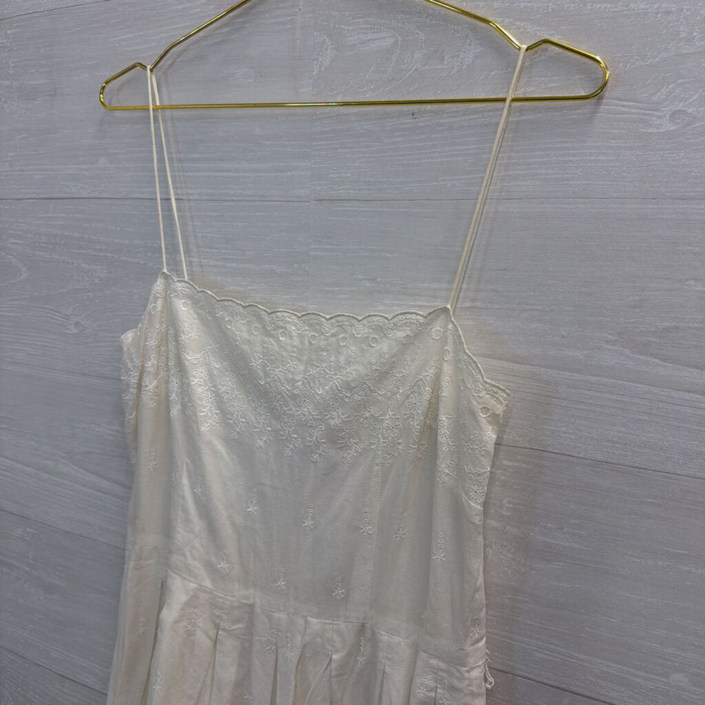 Loft White Embroidered Sleeveless Dress 8