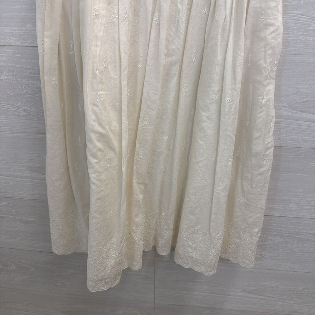 Loft White Embroidered Sleeveless Dress 8