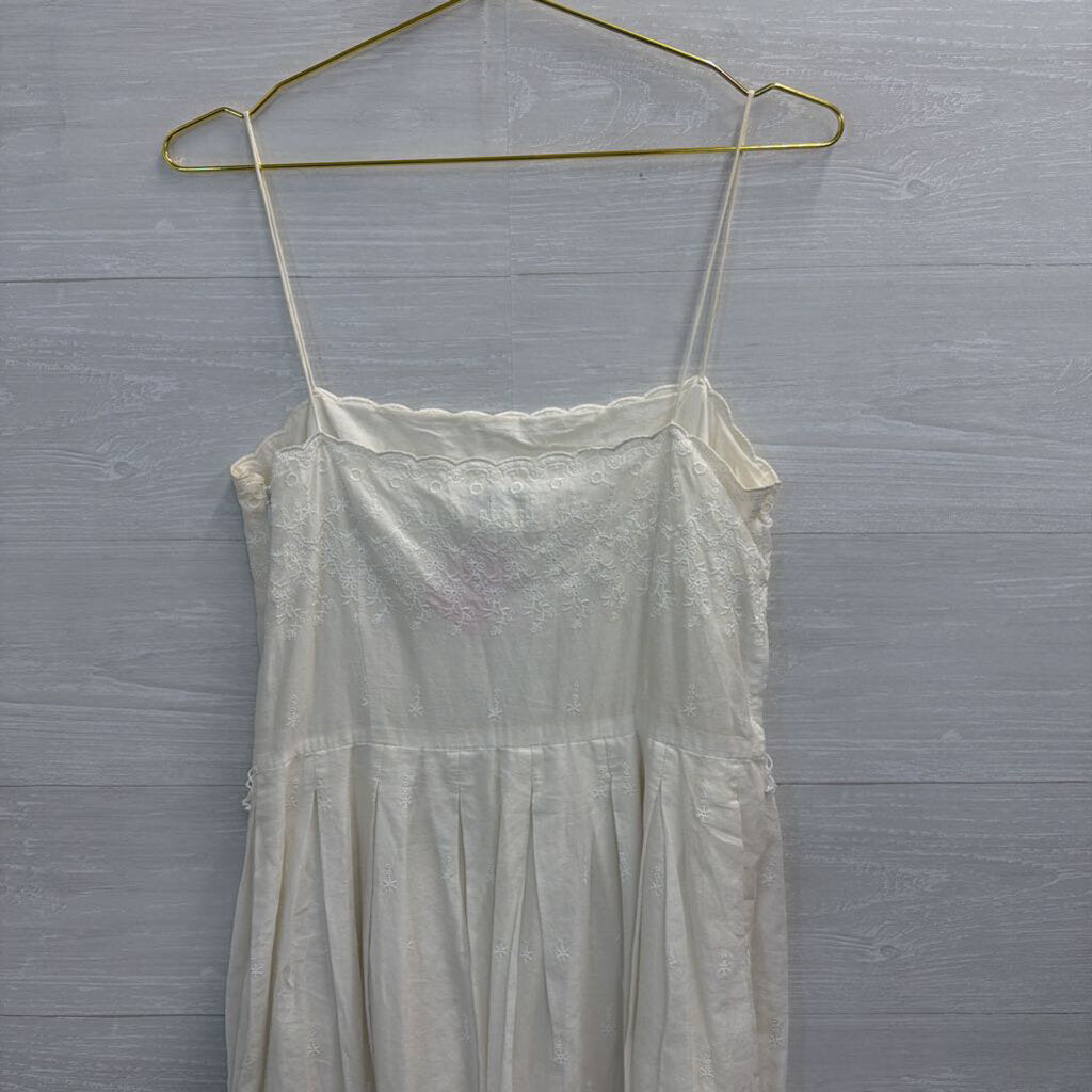 Loft White Embroidered Sleeveless Dress 8