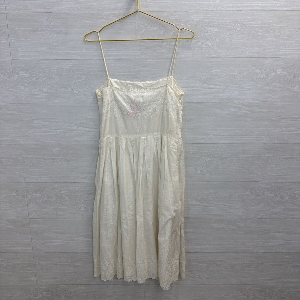 Loft White Embroidered Sleeveless Dress 8