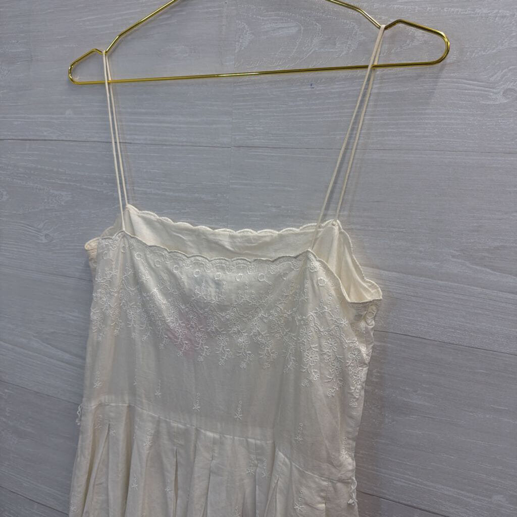 Loft White Embroidered Sleeveless Dress 8