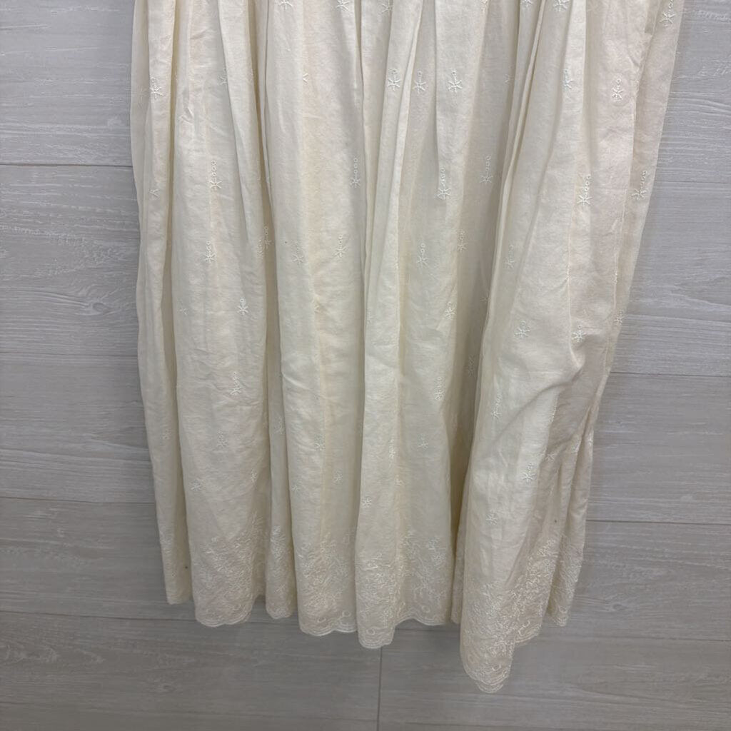Loft White Embroidered Sleeveless Dress 8