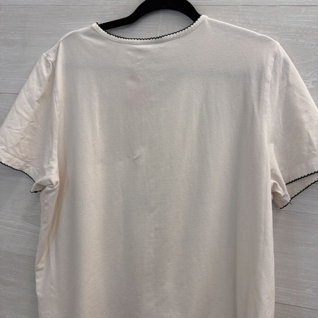 Alfred Dunner White/ Multi Embroidered Flower Short Sleeve Top Extra Large