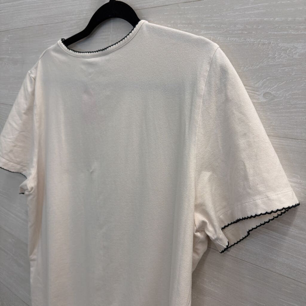 Alfred Dunner White/ Multi Embroidered Flower Short Sleeve Top Extra Large