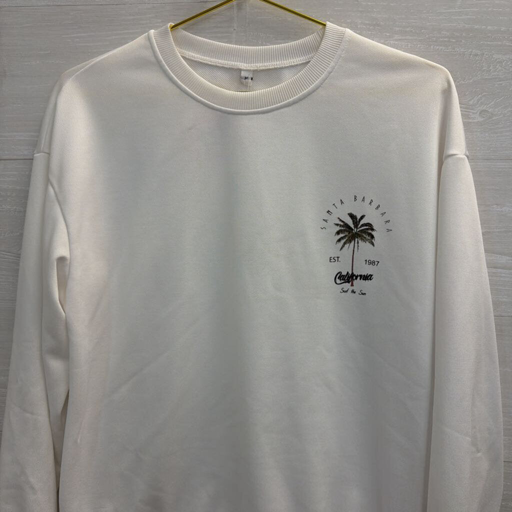 White/ Black Santa Barbara Crewneck Sweatshirt Medium