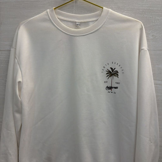 White/ Black Santa Barbara Crewneck Sweatshirt Medium