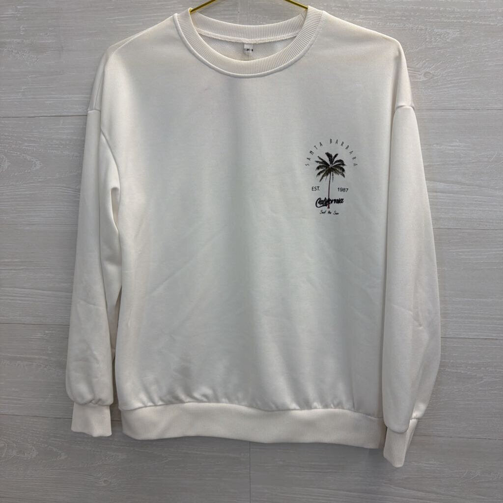 White/ Black Santa Barbara Crewneck Sweatshirt Medium