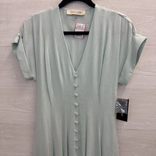 Taylor Blue Short Sleeve Button Front Midi Dress 2