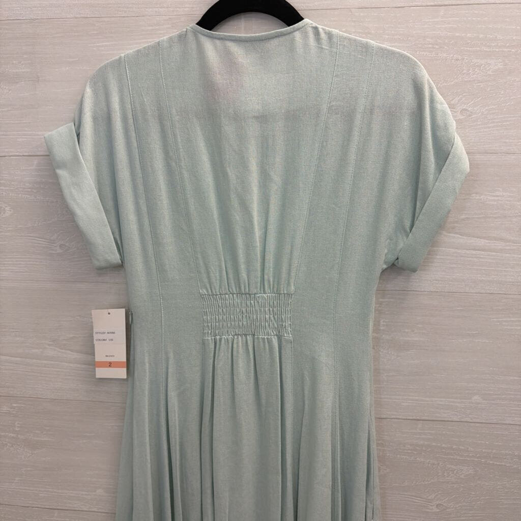 Taylor Blue Short Sleeve Button Front Midi Dress 2