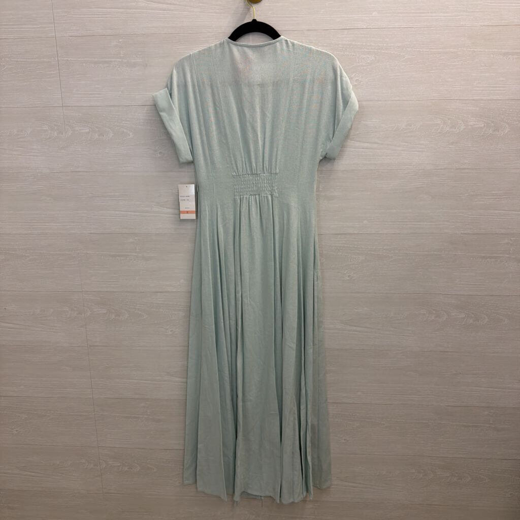Taylor Blue Short Sleeve Button Front Midi Dress 2