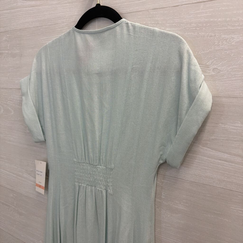 Taylor Blue Short Sleeve Button Front Midi Dress 2