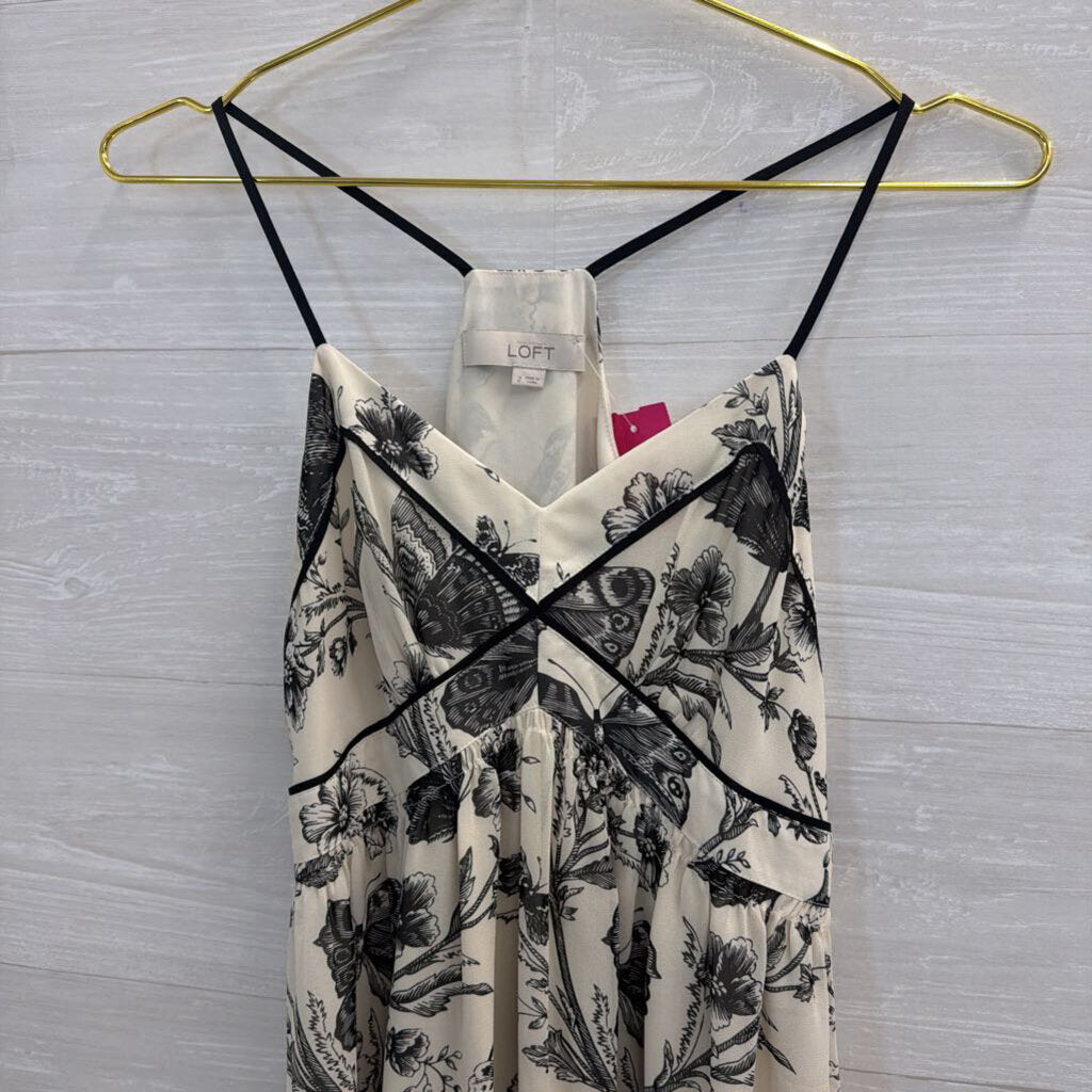 Loft Cream/ Black Print Dress 2