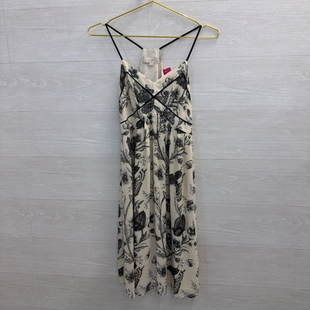 Loft Cream/ Black Print Dress 2