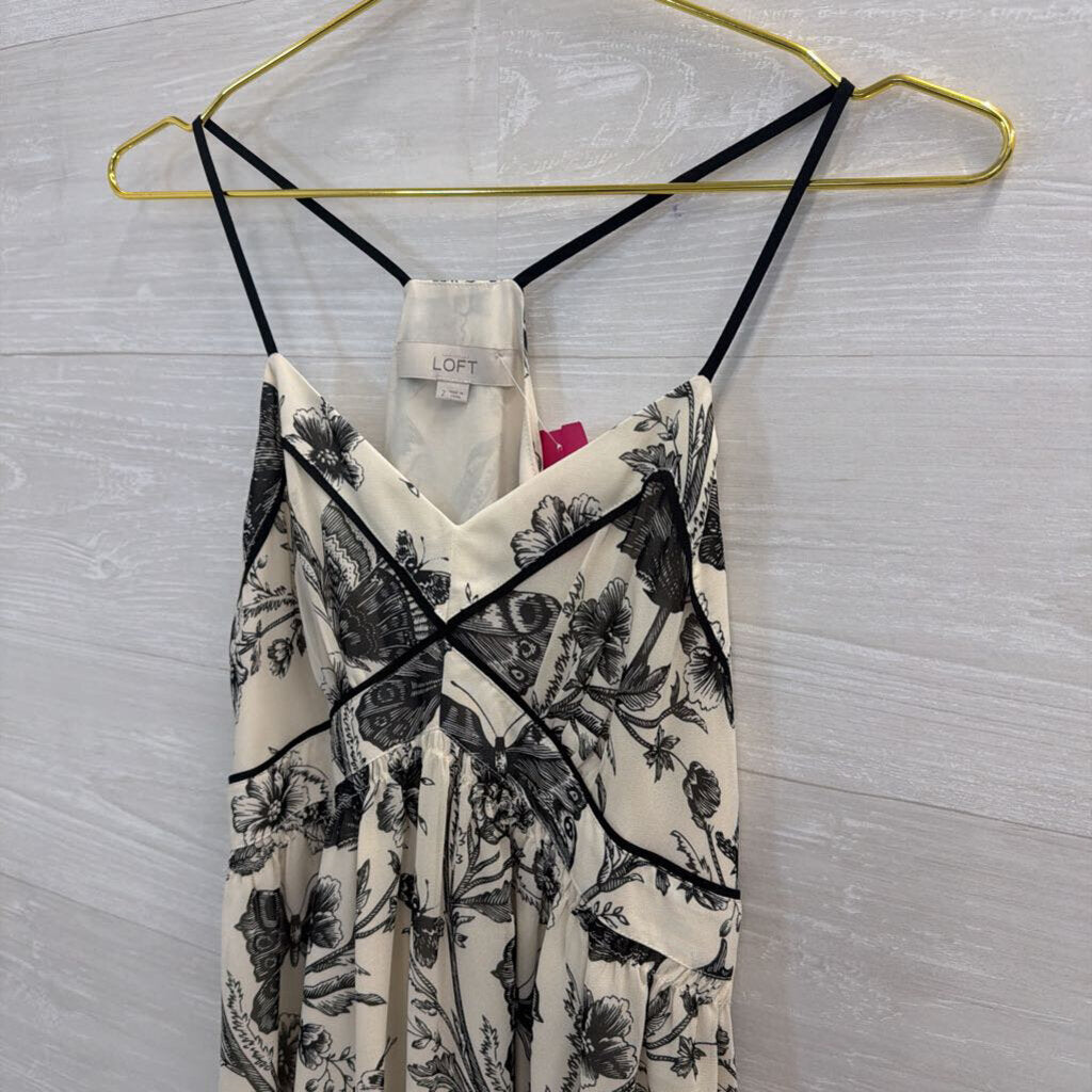 Loft Cream/ Black Print Dress 2