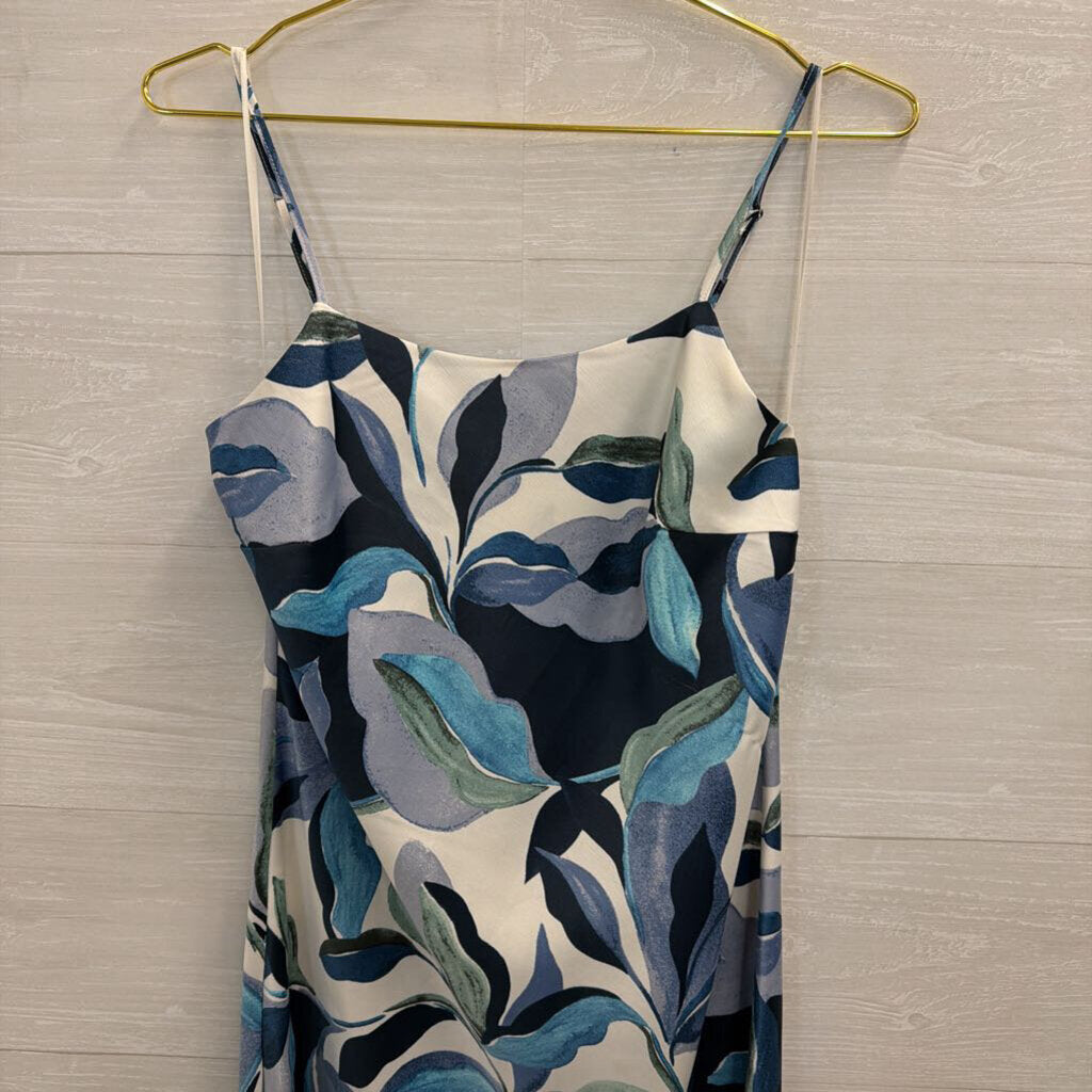 Calypso St Barth White/ Blue Print Silky Maxi Dress Extra Small