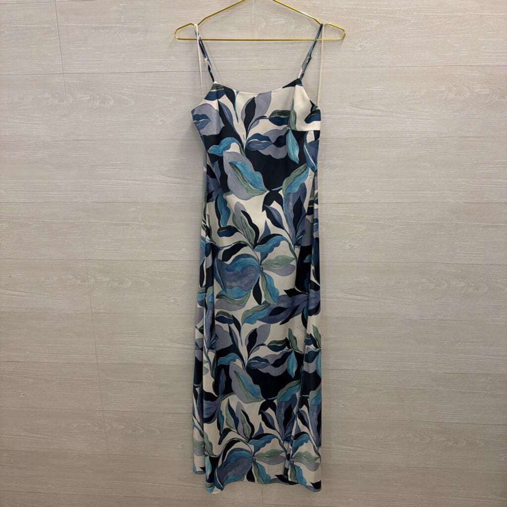 Calypso St Barth White/ Blue Print Silky Maxi Dress Extra Small
