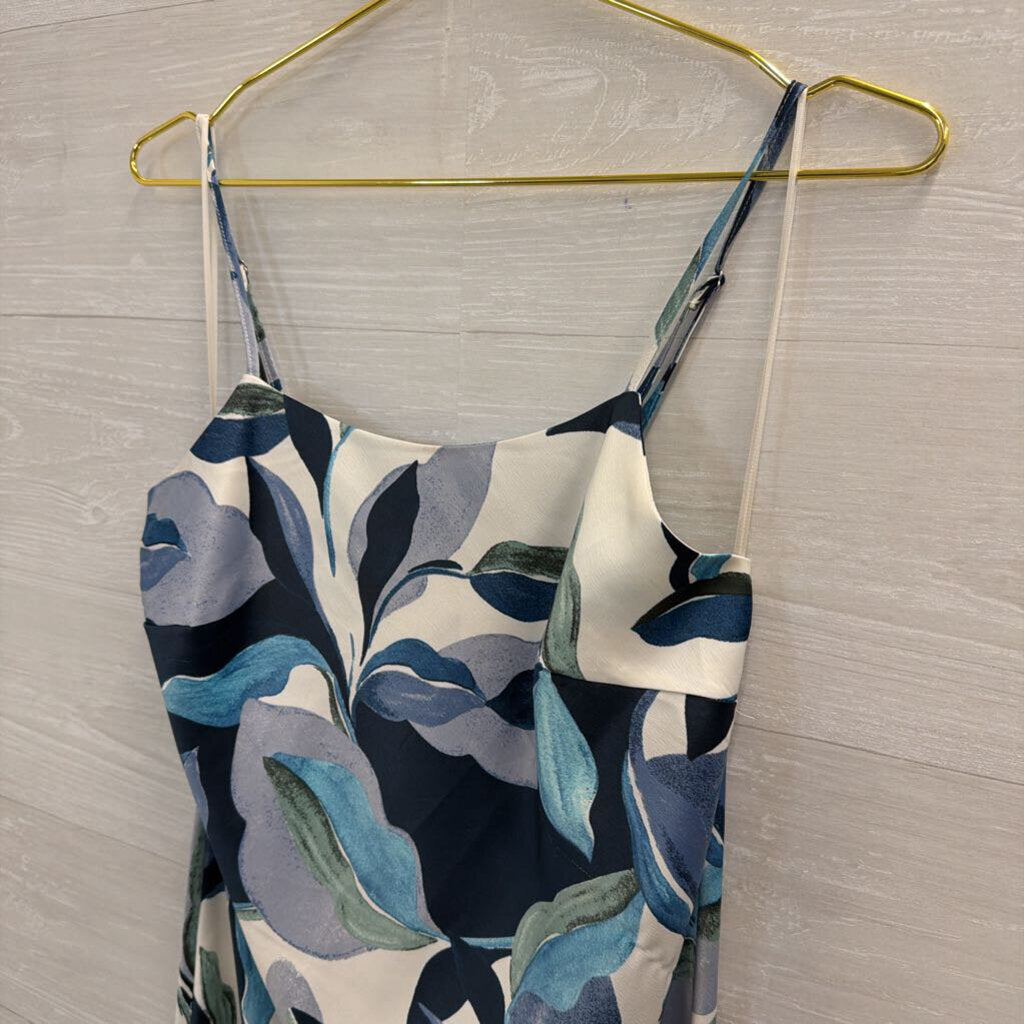 Calypso St Barth White/ Blue Print Silky Maxi Dress Extra Small