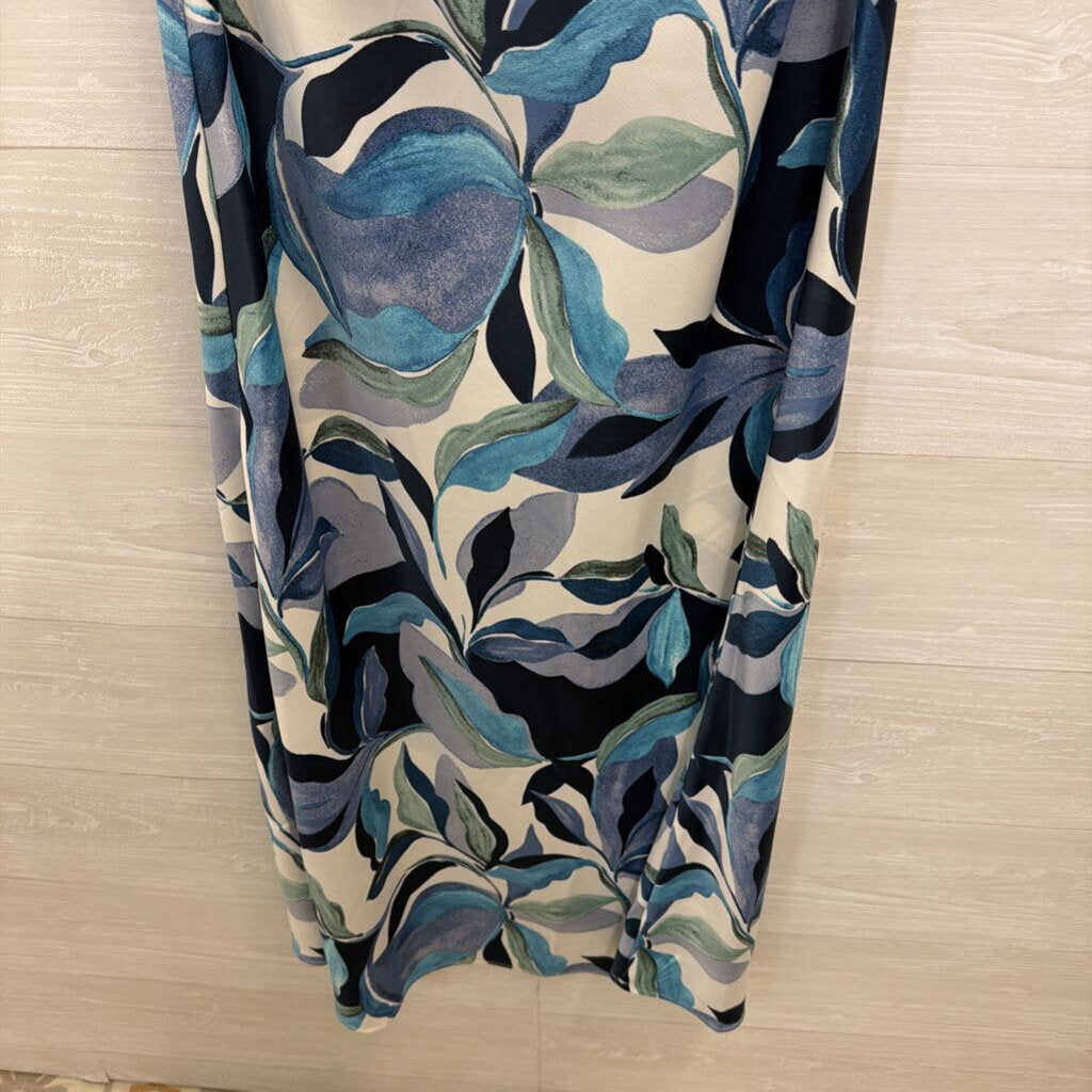 Calypso St Barth White/ Blue Print Silky Maxi Dress Extra Small