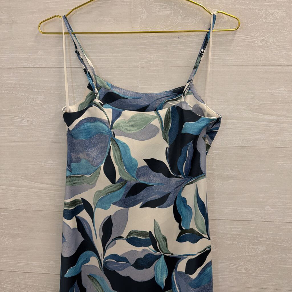 Calypso St Barth White/ Blue Print Silky Maxi Dress Extra Small