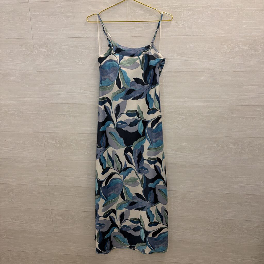 Calypso St Barth White/ Blue Print Silky Maxi Dress Extra Small