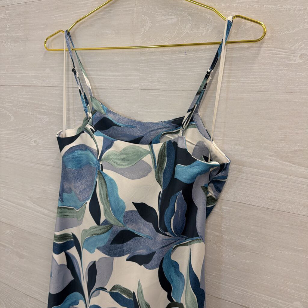 Calypso St Barth White/ Blue Print Silky Maxi Dress Extra Small