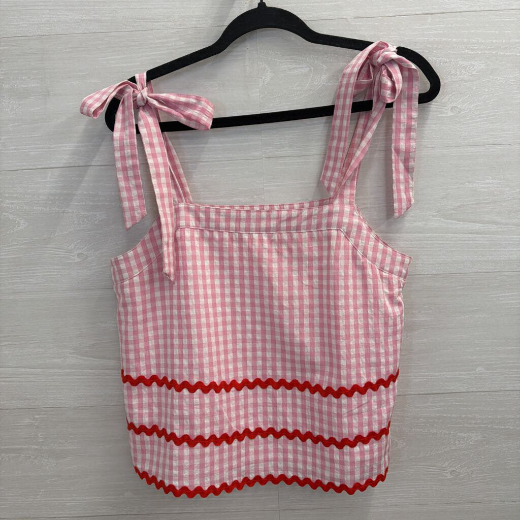 TCEC Pink/ WhiteGingham Red Ribbon Detail Shorts/ Tank Set Small