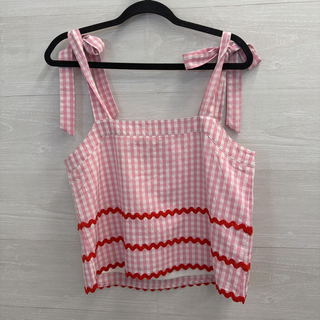 TCEC Pink/ WhiteGingham Red Ribbon Detail Shorts/ Tank Set Small