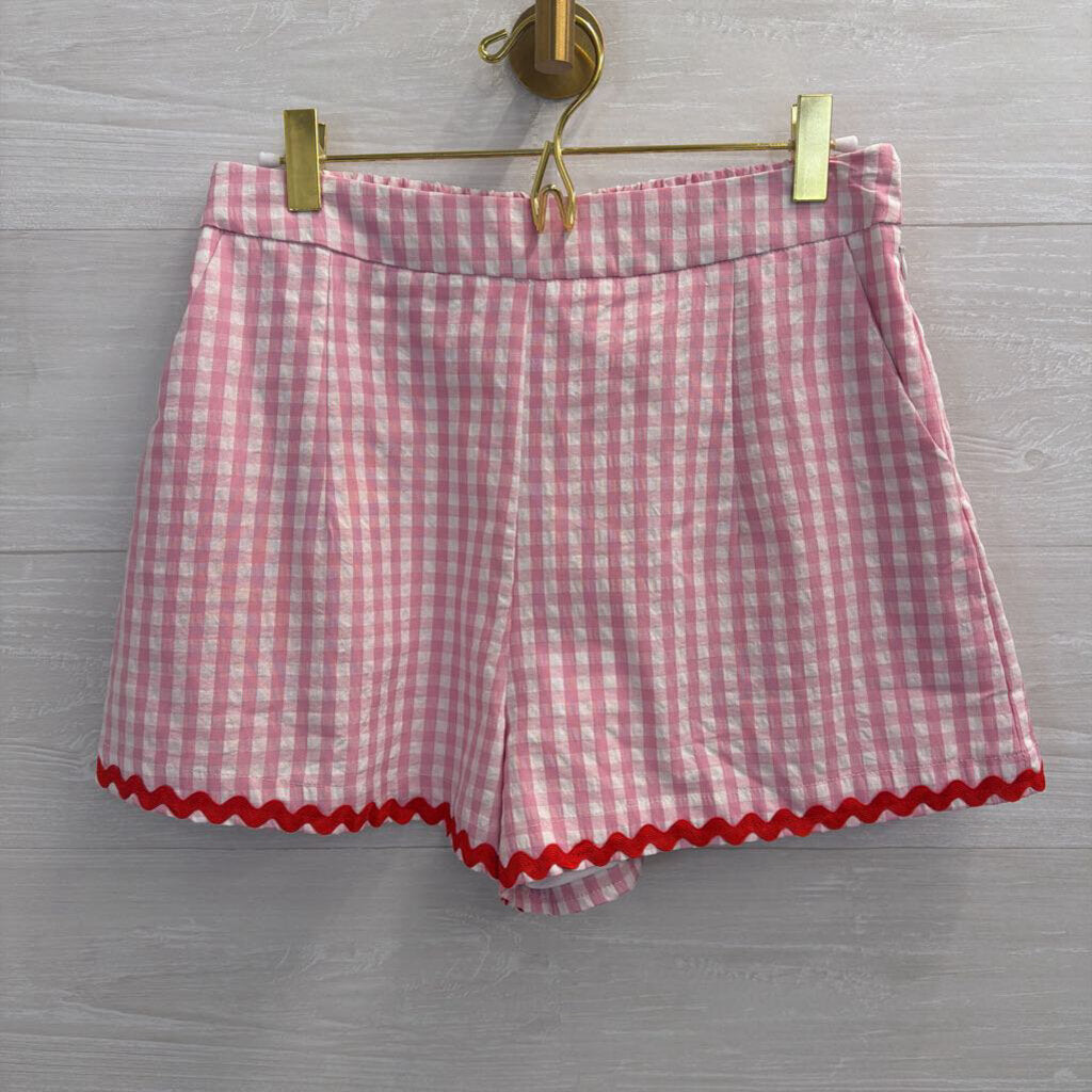 TCEC Pink/ WhiteGingham Red Ribbon Detail Shorts/ Tank Set Small