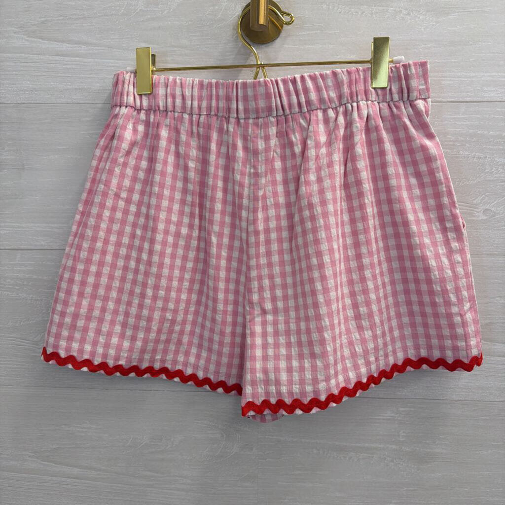 TCEC Pink/ WhiteGingham Red Ribbon Detail Shorts/ Tank Set Small