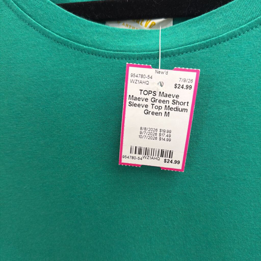 Maeve Green Short Sleeve Top Medium
