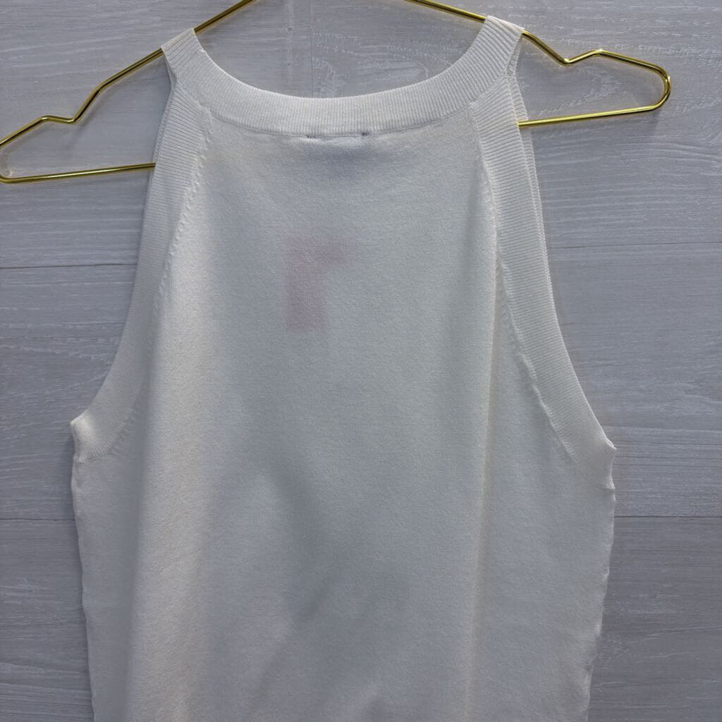 Ann Taylor White Knit Sleeveless Top Small