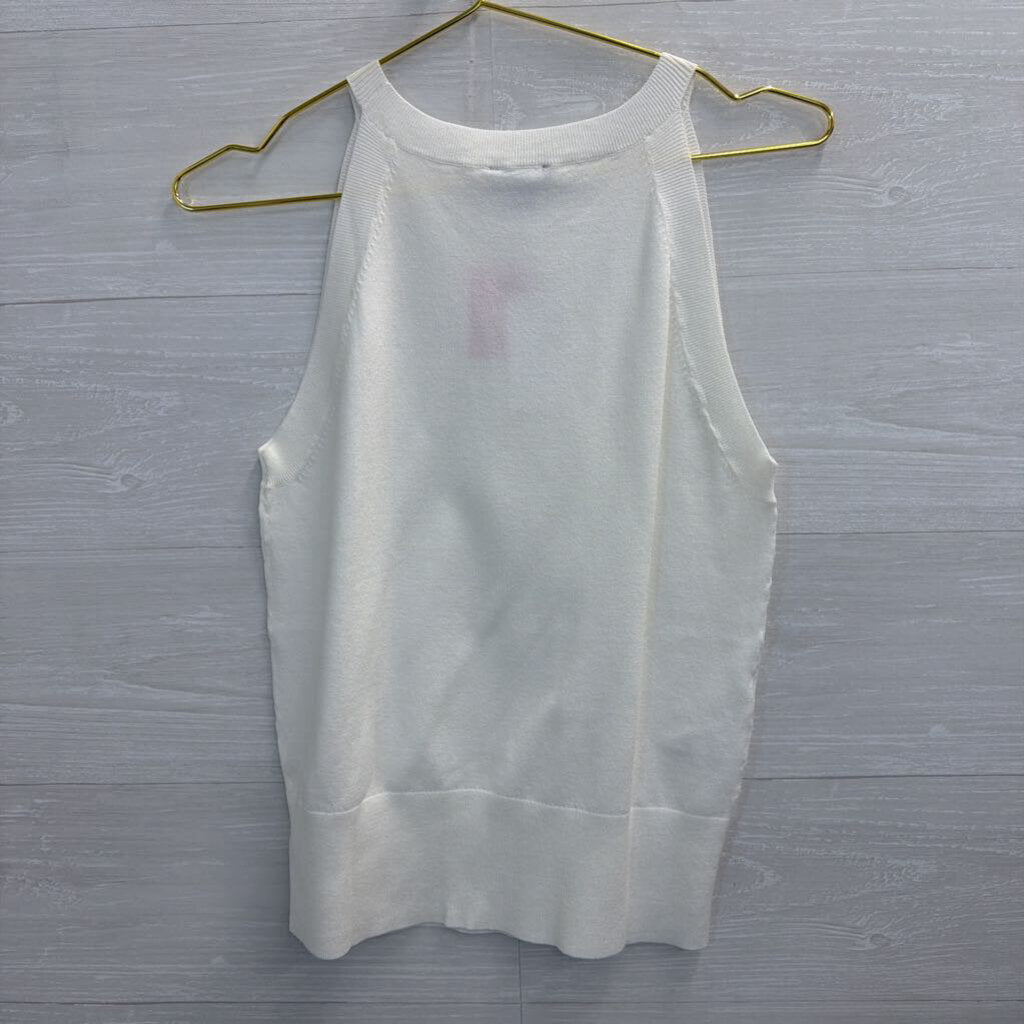 Ann Taylor White Knit Sleeveless Top Small