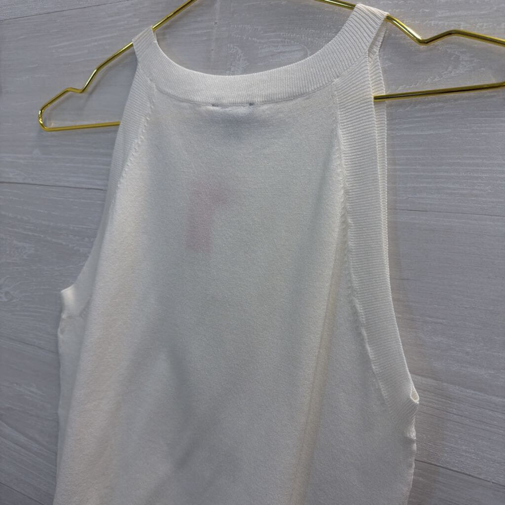 Ann Taylor White Knit Sleeveless Top Small