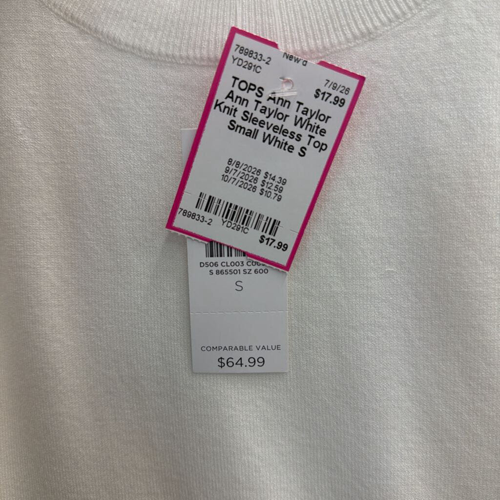 Ann Taylor White Knit Sleeveless Top Small