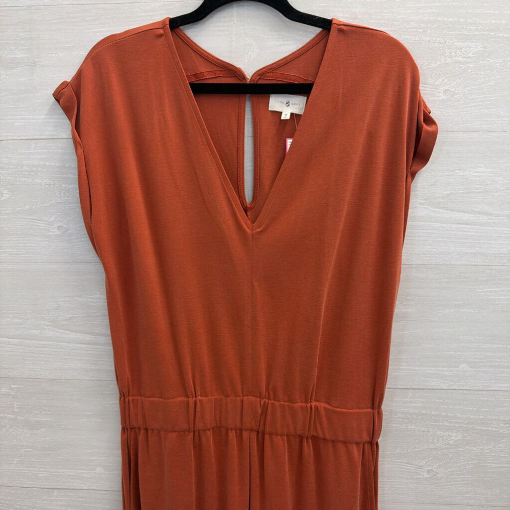 Lou and Grey Orange Soft Short Sleeve Jumpsuit Medium