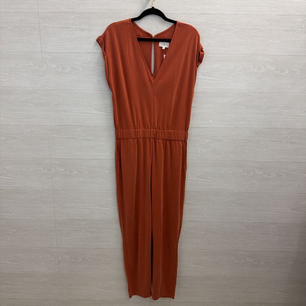 Lou and Grey Orange Soft Short Sleeve Jumpsuit Medium