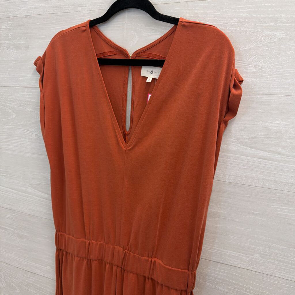 Lou and Grey Orange Soft Short Sleeve Jumpsuit Medium
