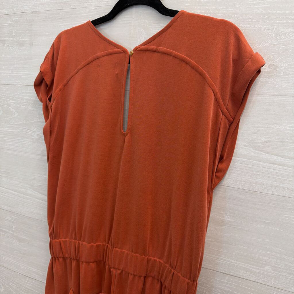Lou and Grey Orange Soft Short Sleeve Jumpsuit Medium