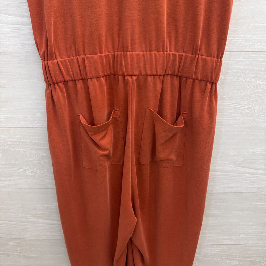 Lou and Grey Orange Soft Short Sleeve Jumpsuit Medium