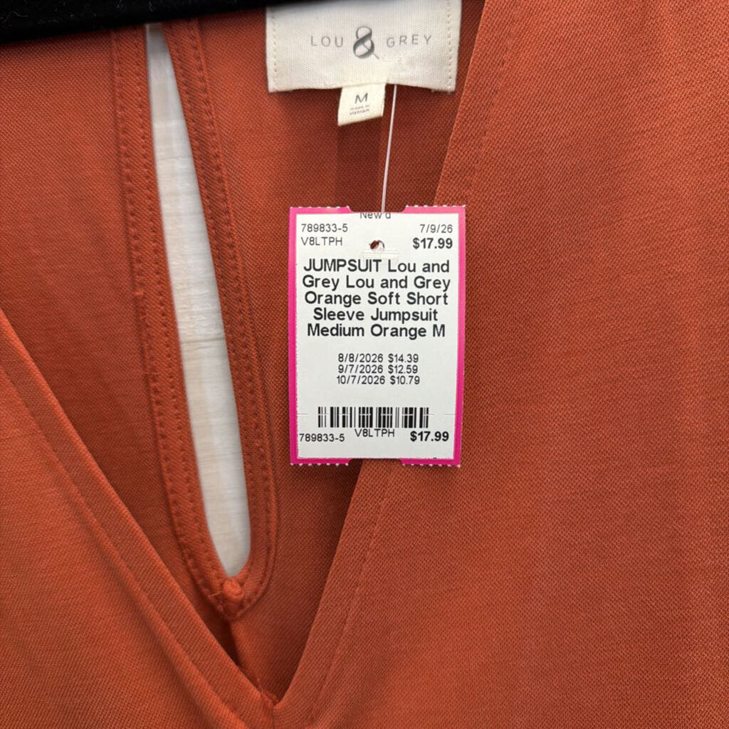 Lou and Grey Orange Soft Short Sleeve Jumpsuit Medium
