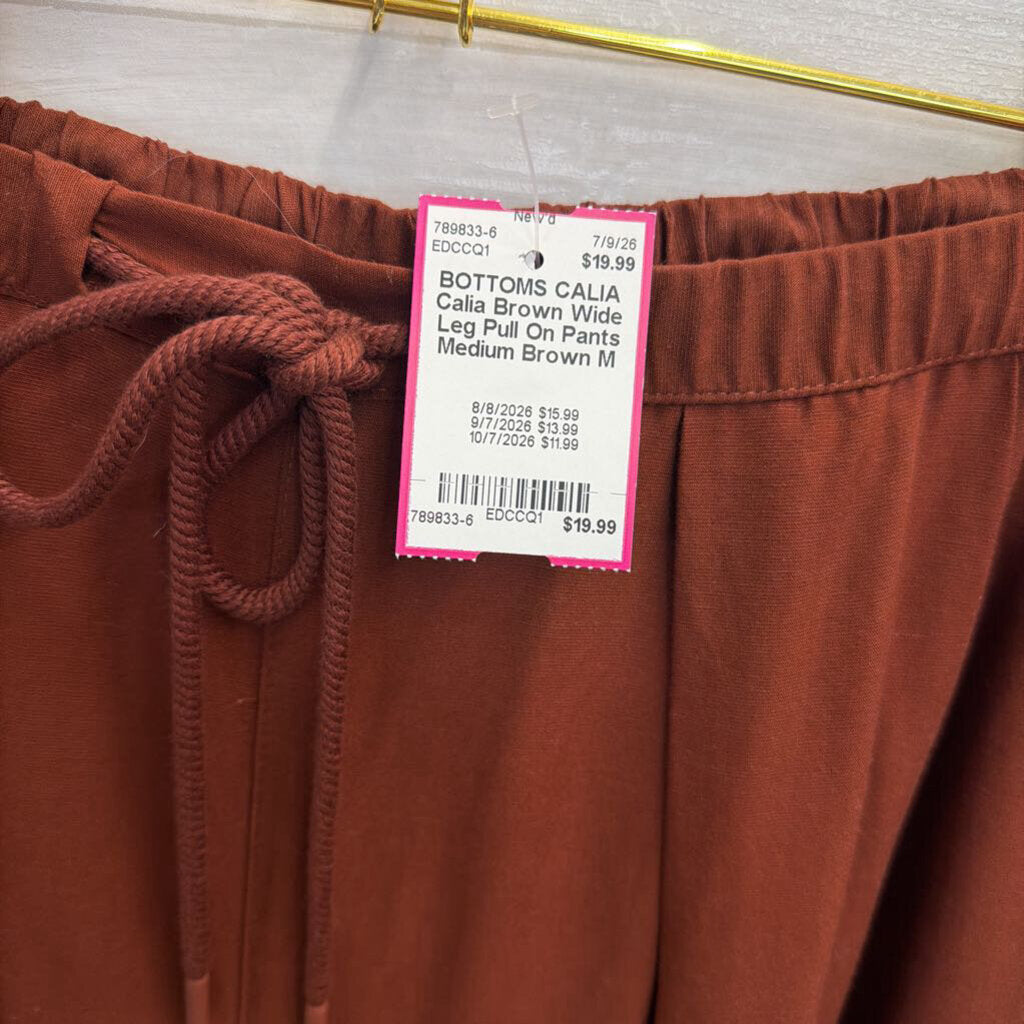 Calia Brown Wide Leg Pull On Pants Medium