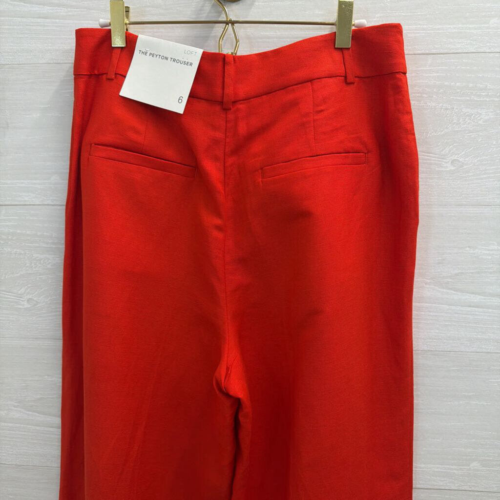 Loft Red Wide Leg Peyton Trouser Pants 6