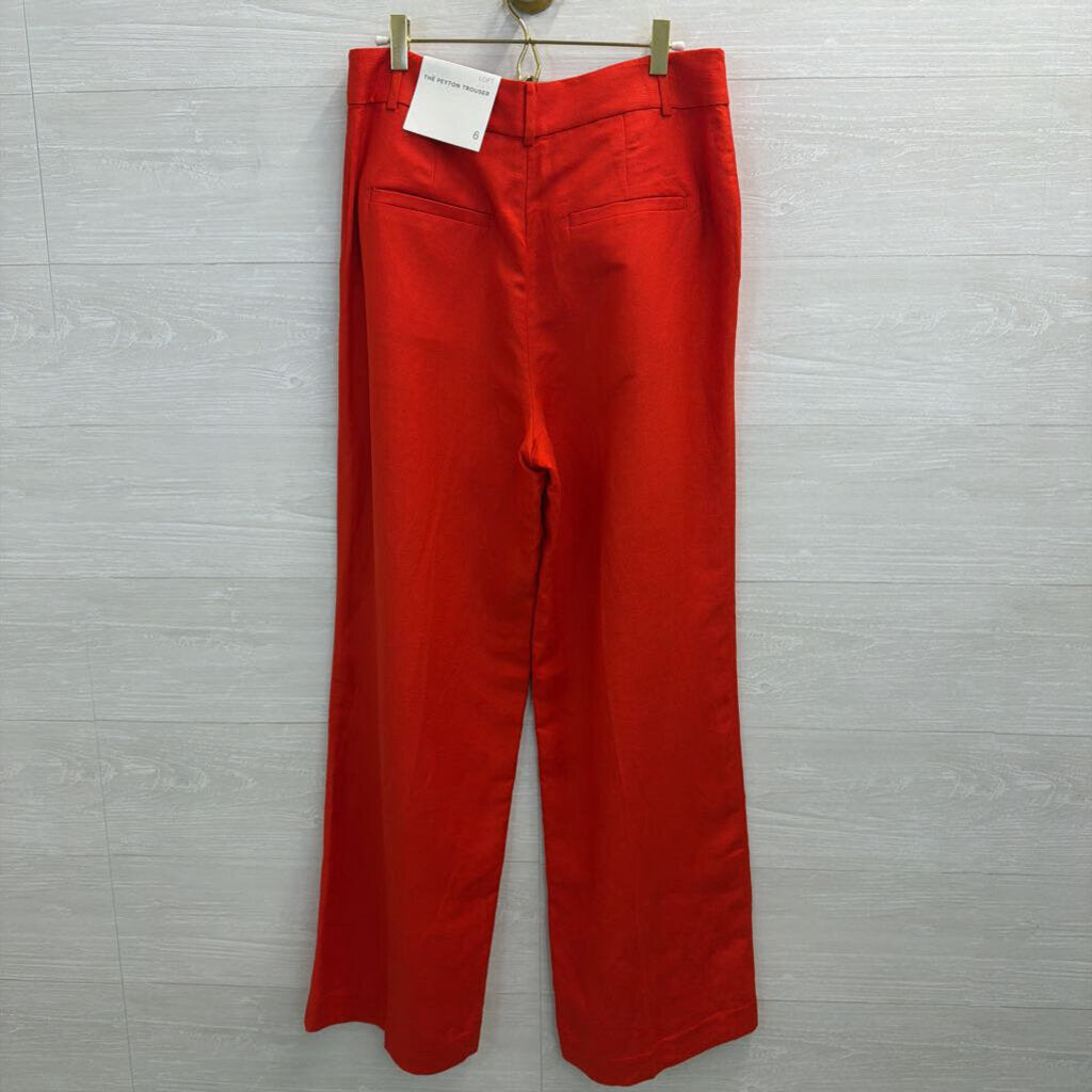 Loft Red Wide Leg Peyton Trouser Pants 6