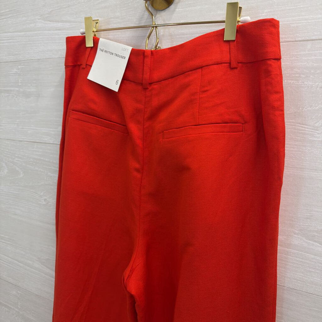 Loft Red Wide Leg Peyton Trouser Pants 6