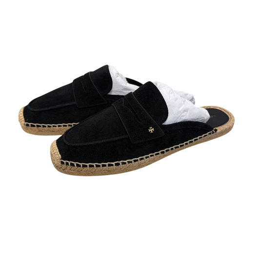Tory Burch Black/ Natural Slip On Espadrille Loafer Mules 7.5