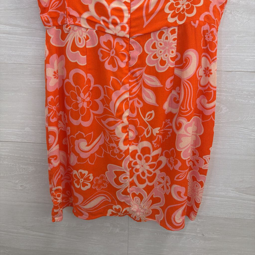 Olivaceous Orange Print Mini Dress Small