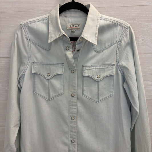 Tecovas Blue Chambray Long Sleeve Snap Front Top Extra Small