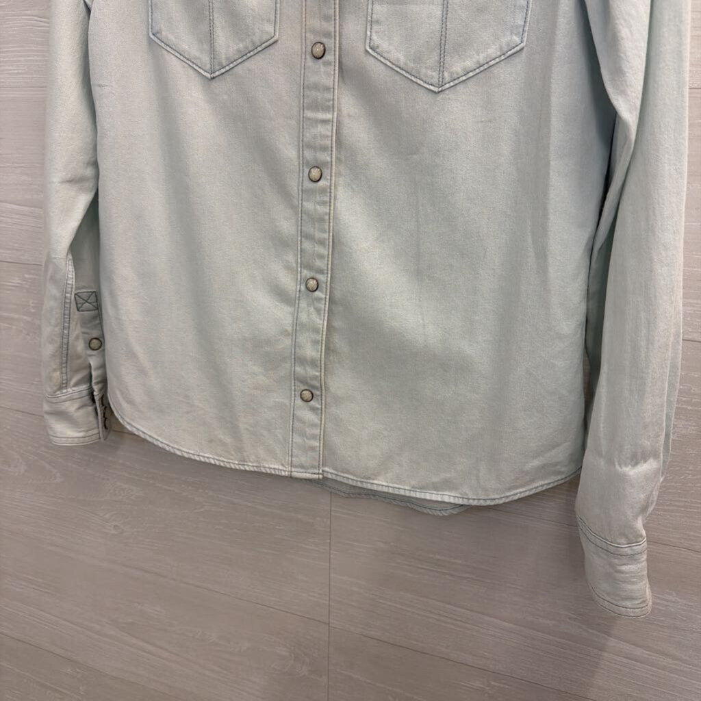 Tecovas Blue Chambray Long Sleeve Snap Front Top Extra Small