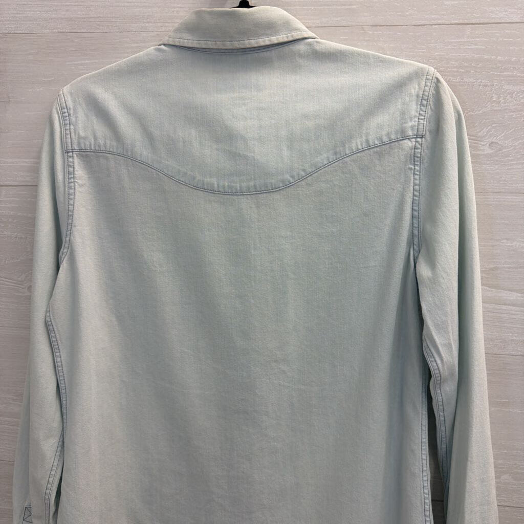 Tecovas Blue Chambray Long Sleeve Snap Front Top Extra Small